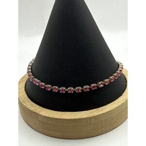 Uniform Faceted Prong Set Pink Crystal Tennis Bracelet Size 8.5